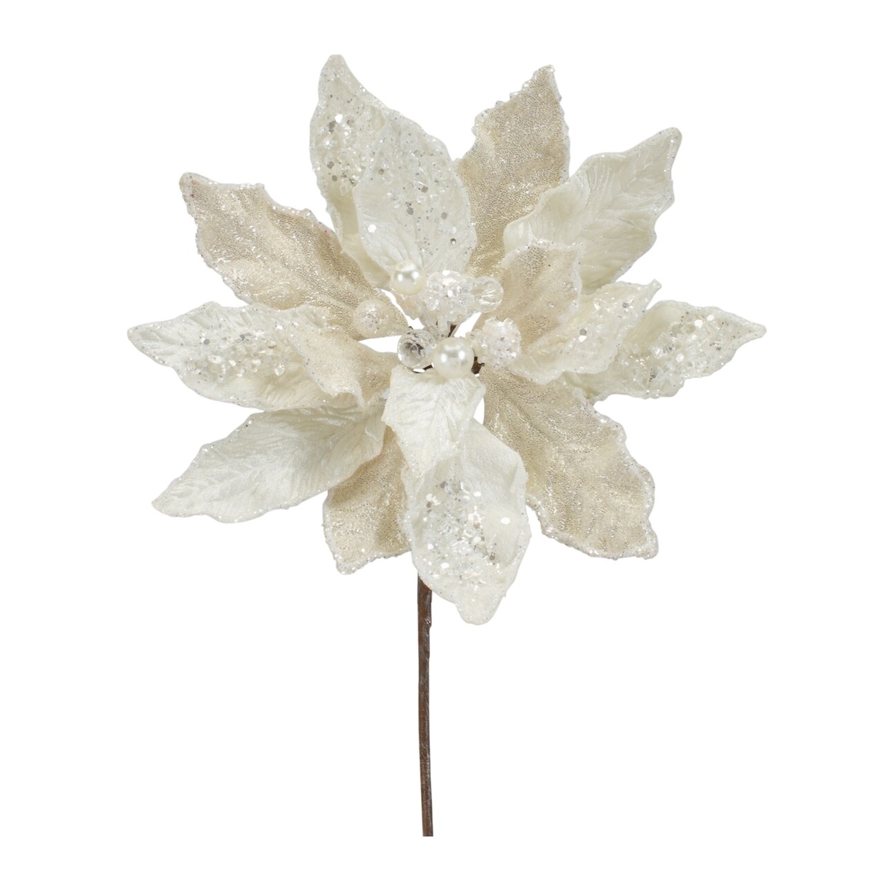 Melrose Set of 6 White Poinsettia Christmas Artificial Stems 30"